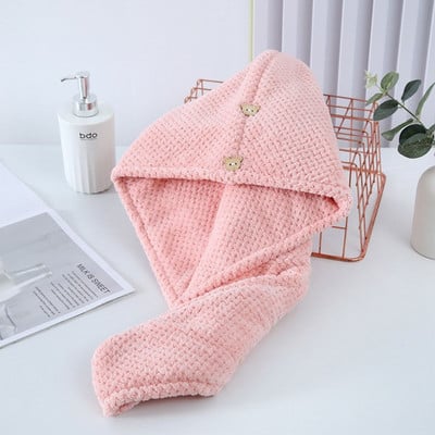 1kom Podebljana rešetka od ananasa Koraljnog flisa Kapa za sušenje kose Umotana marama Brzo sušeći ručnik Ženska kupaonska oprema