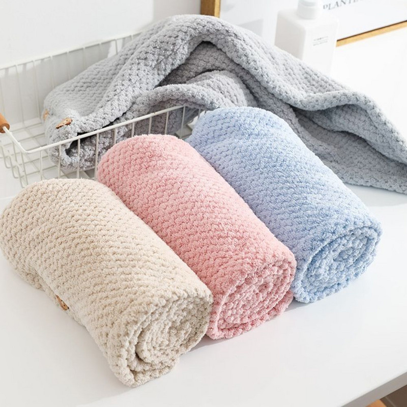 1kom Podebljana rešetka od ananasa Koraljnog flisa Kapa za sušenje kose Umotana marama Brzo sušeći ručnik Ženska kupaonska oprema