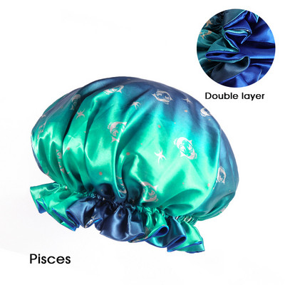 Gradient Twelve Constellations Reversable satīna motora pārsegs, liels, satīna oderēts motora pārsegs, zīdains nakts miega vāciņš