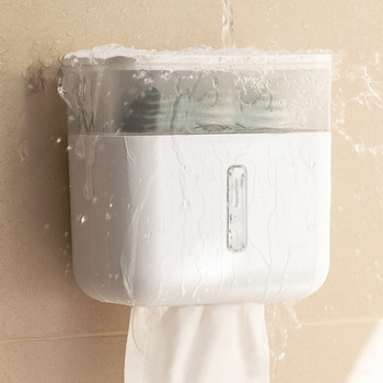 Многофункционална 2-слойна кутия за салфетки, монтирана на стена Водоустойчива кутия за съхранение Държач за тоалетна ролка Калъф за органайзер за баня