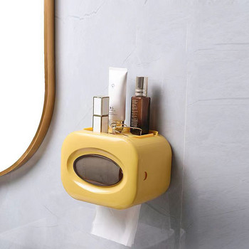 Водоустойчива кутия за кърпички Монтиран на стена Подвижен държач за тоалетна ролка Горно съхранение Кутии за органайзер за кърпички Аксесоари