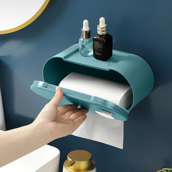 Креативна кутия за кърпички, монтирана на стена, с горна кука, държач за мобилен телефон, многофункционална водоустойчива стойка за тоалетна хартия за баня