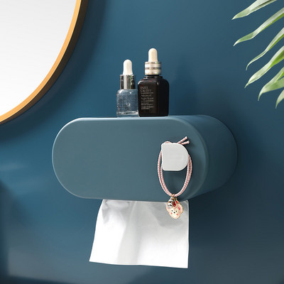 Pie sienas stiprināma radošā salvešu kastīte ar āķa augšējo mobilā tālruņa turētāju Vannas istabas daudzfunkciju ūdensnecaurlaidīgs tualetes rullīša papīra turētājs
