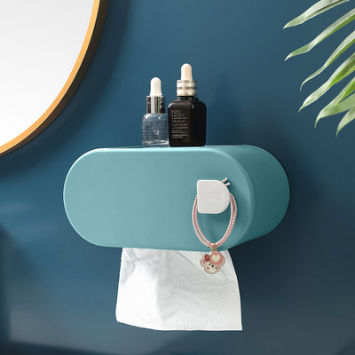 Pie sienas stiprināma radošā salvešu kastīte ar āķa augšējo mobilā tālruņa turētāju Vannas istabas daudzfunkciju ūdensnecaurlaidīgs tualetes rullīša papīra turētājs