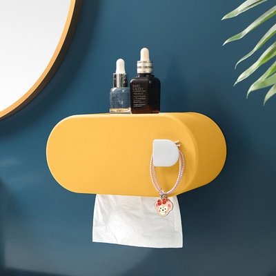 Pie sienas stiprināma radošā salvešu kastīte ar āķa augšējo mobilā tālruņa turētāju Vannas istabas daudzfunkciju ūdensnecaurlaidīgs tualetes rullīša papīra turētājs