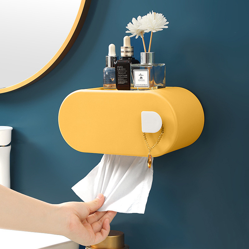 Pie sienas stiprināma radošā salvešu kastīte ar āķa augšējo mobilā tālruņa turētāju Vannas istabas daudzfunkciju ūdensnecaurlaidīgs tualetes rullīša papīra turētājs