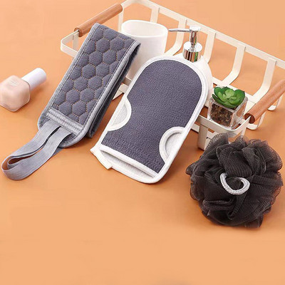 Pīlinga muguras jostas siksna dušas sūklis berzes cimdi peldēšanās ķermeņa skruberis sieta lodīšu suka Arī personīga dušas tīrīšana