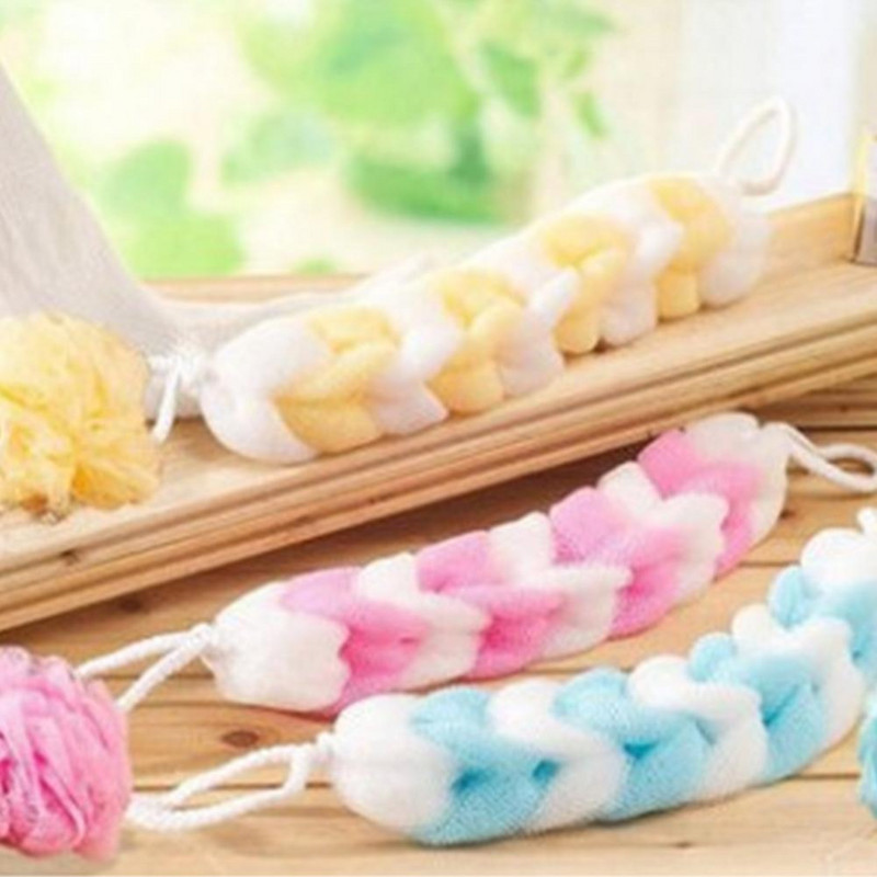 Férfi női fürdőszivacs törülköző dörzsölő kefe húzócsík dörzsölő öv fürdőszobai eszköz testtisztító hálós zuhanymosó bőrmosó szivacs