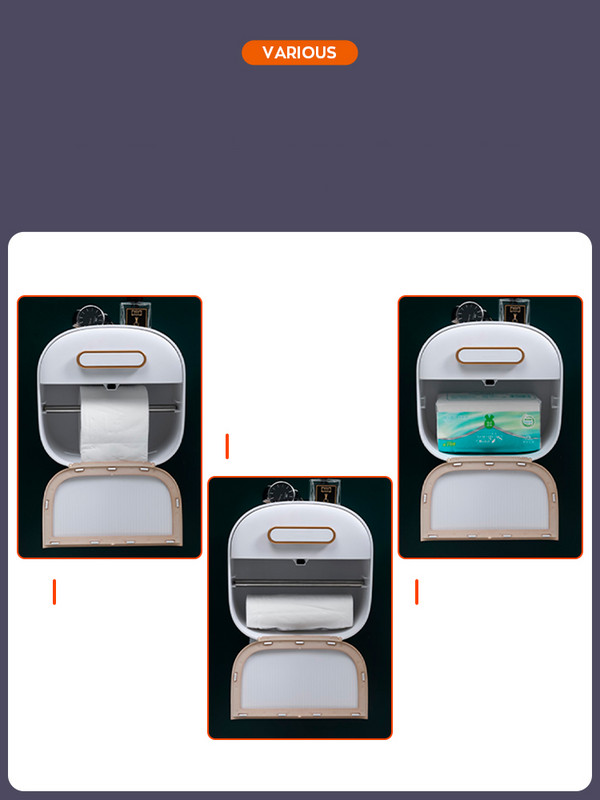 Tualetes salvešu kaste Bez perforatora ūdensnecaurlaidīga pie sienas piestiprināma tualetes papīra kaste Vannas istabas glabāšanas kaste Radoša mājsaimniecības papīra kaste