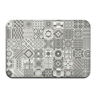 Pelēks Bohēmijas Mandalas ziedu paklājs Poliestera paklājs Neslīdošs grīdas paklājiņš Guļamistabas virtuves durvju vannas istabas apdare