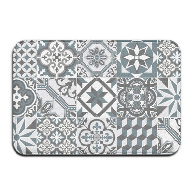 Pelēks Bohēmijas Mandalas ziedu paklājs Poliestera paklājs Neslīdošs grīdas paklājiņš Guļamistabas virtuves durvju vannas istabas apdare