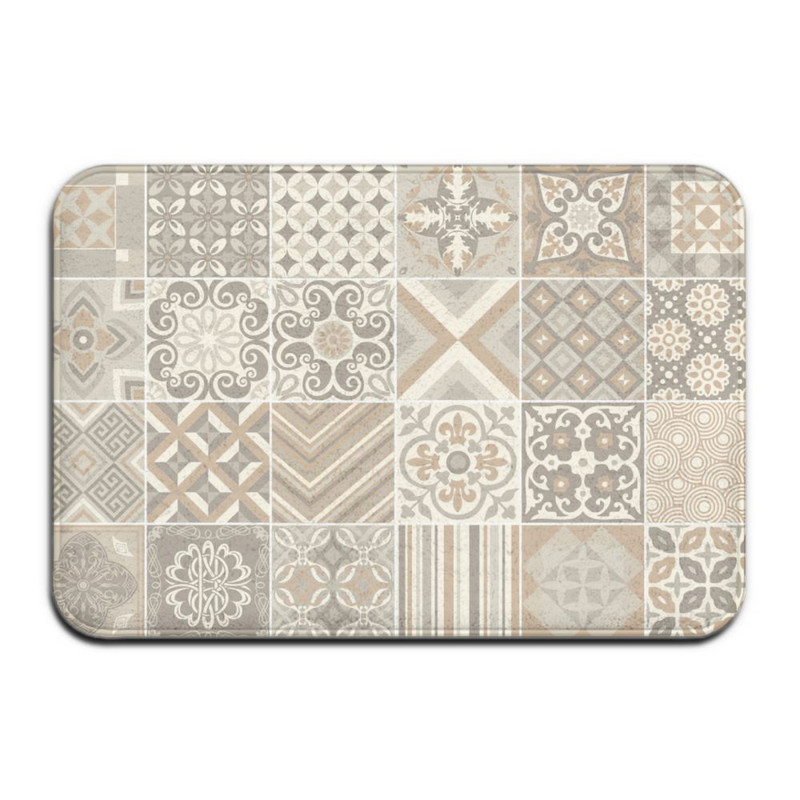 Pelēks Bohēmijas Mandalas ziedu paklājs Poliestera paklājs Neslīdošs grīdas paklājiņš Guļamistabas virtuves durvju vannas istabas apdare