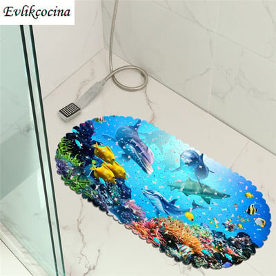 Δωρεάν αποστολή 35x70cm Ocean World PVC Αντιολισθητική ντουζιέρα Μπαλάκι μπάνιου Μαξιλαράκι ντους Banheiro Antiderrapante Tappetino Doccia