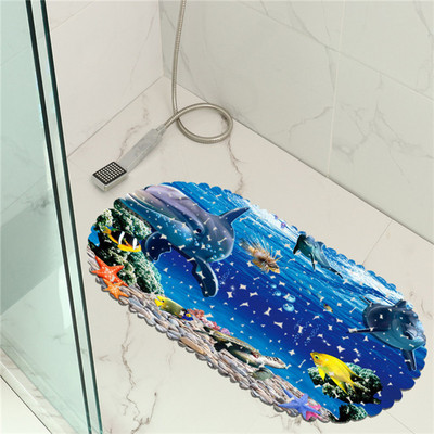 Bezmaksas piegāde 35x70cm Ocean World PVC pretslīdes duša Vannas istabas paklājiņš dušas paliktnis Tapete Banheiro Antiderrapante Tappetino Doccia