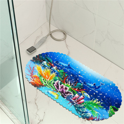 Bezmaksas piegāde 35x70cm Ocean World PVC pretslīdes duša Vannas istabas paklājiņš dušas paliktnis Tapete Banheiro Antiderrapante Tappetino Doccia