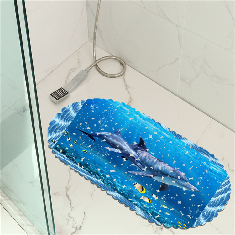 Bezmaksas piegāde 35x70cm Ocean World PVC pretslīdes duša Vannas istabas paklājiņš dušas paliktnis Tapete Banheiro Antiderrapante Tappetino Doccia