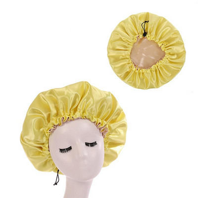 Jauns satīna matu pārsegs gulēšanai, neredzams plakans imitācijas zīda apaļais matu kopšana sieviešu galvassegu ceremonijas regulēšanas pogas cepure