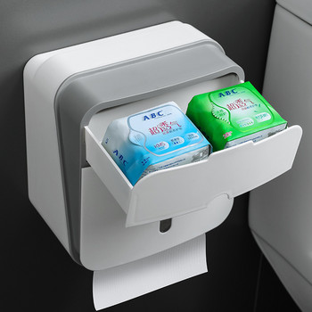 Водоустойчив държач за тоалетна хартия Пластмасов държач за хартиени кърпи Стенен рафт за баня Двуслойна кутия за съхранение