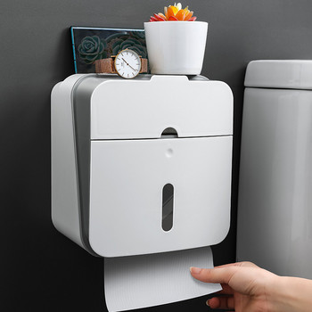 Водоустойчив държач за тоалетна хартия Пластмасов държач за хартиени кърпи Стенен рафт за баня Двуслойна кутия за съхранение