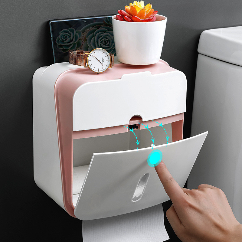 Vodootporni držač toaletnog papira Plastični držač papirnatih ručnika Zidna polica za kupaonicu Dvoslojna kutija za pohranu