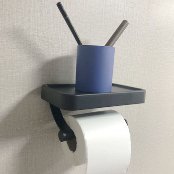 Сив държач за тоалетна хартия без нокти Алуминиев стенен държач за ролка тоалетна хартия Аксесоари за баня Рафт за съхранение на WC декор