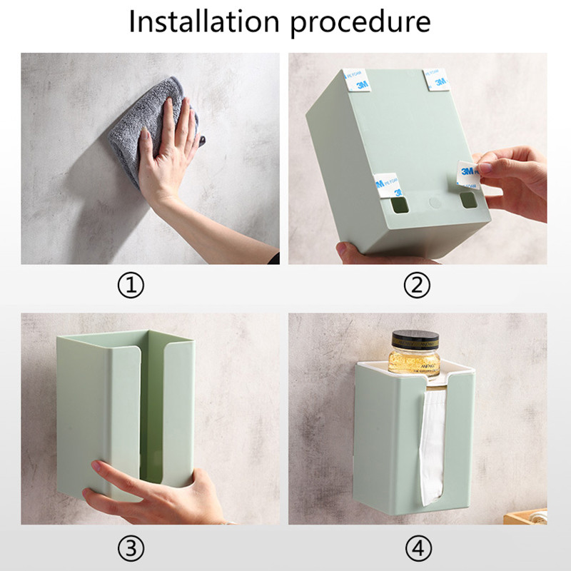 Kuhinjska kutija za pohranjivanje papira Plastična zidna višenamjenska polica za papirnate ručnike Restoran Kupaonica Slobodno bušenje Držač maramica