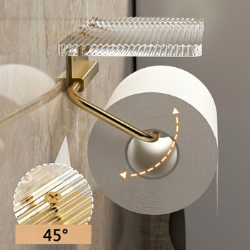 Държач за тоалетна хартия от алуминиева сплав Акрилна тава Непробиваем рафт за баня Висящ на стената държач за руло тоалетна хартия Съхранение в банята