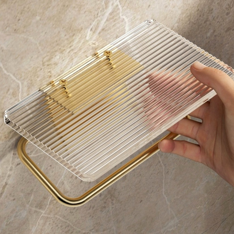 Držač toaletnog papira od legure aluminija Akrilna ladica Kupaonska polica bez bušenja Zidni viseći držač role toaletnog papira Spremište u kupaonici