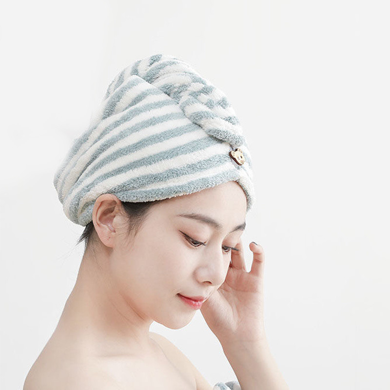 VEHHE Vecāku un bērnu Magic mikrošķiedras dušas cepure Ātri uzsūc ūdeni sausiem matiem Cepure svītraina dušas mīksta turbāna svītraina dvielis