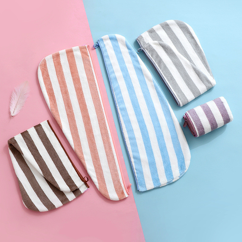 VEHHE Vecāku un bērnu Magic mikrošķiedras dušas cepure Ātri uzsūc ūdeni sausiem matiem Cepure svītraina dušas mīksta turbāna svītraina dvielis