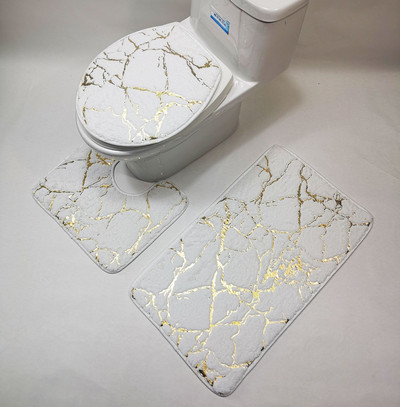Komplet od 3 komada flanelskog tepiha Kupaonski tepih za pod WC Ispis pruga Protuklizne prostirke otporne na habanje Kupaonske prostirke za tuš WC prostirka