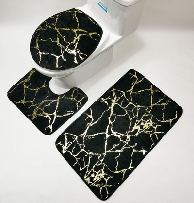 Komplet od 3 komada flanelskog tepiha Kupaonski tepih za pod WC Ispis pruga Protuklizne prostirke otporne na habanje Kupaonske prostirke za tuš WC prostirka