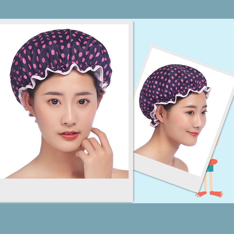 Šampūna vāciņš Cute Hood Divslāņu virtuves sieviešu vieglās eļļas dūmu necaurlaidīgs vāciņš dušas vāciņš Ūdensizturīgs pieaugušo sieviešu dušas vannas vannas vāciņš