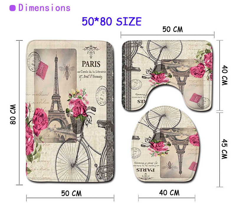 Rietumu stila tualetes paklājs Videi draudzīgs vannas istabas paklājs paklājs Tower Scenic U vannas paklājiņš Toillete sēdekļa paklājiņš mājas dekorēšanai