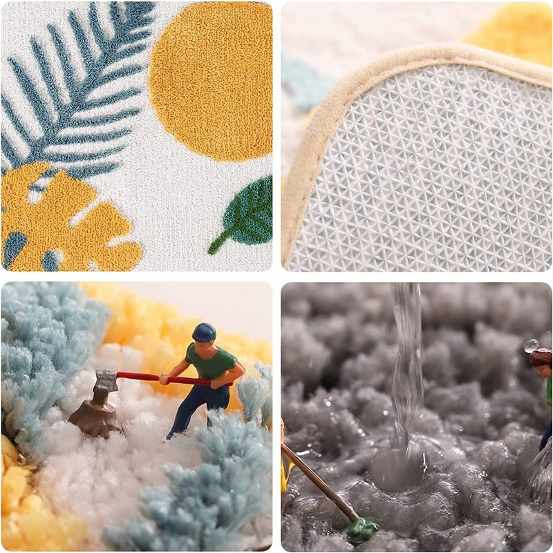 Inyahome Leaves Vannas istabas paklāji Neslīdošs Mīksts Mikrošķiedras Vannas Paklājiņš Īpaši Mīksts Ūdens Uzsūcējs Mašīnā mazgājams dušas grīdas paklājs