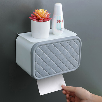 Държач за тоалетна хартия с рафт, самозалепващ се за аксесоари за баня, тоалетна кутия за кърпички, тава за стенен монтаж, ролка, креативен диспенсър, домашен