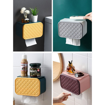 Държач за тоалетна хартия с рафт, самозалепващ се за аксесоари за баня, тоалетна кутия за кърпички, тава за стенен монтаж, ролка, креативен диспенсър, домашен