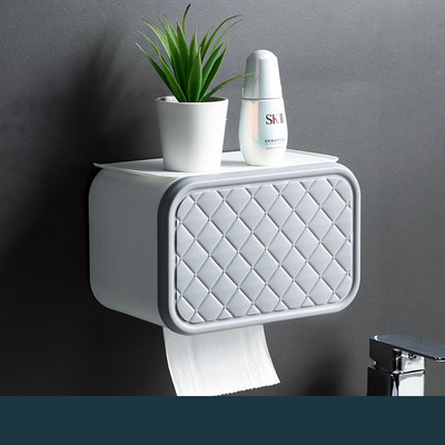Tualetes papīra turētājs ar plauktu, pašlīmējošs vannas istabas piederumiem WC salvešu kaste pie sienas stiprināms ruļļa paplāte radošais dozators Sākums