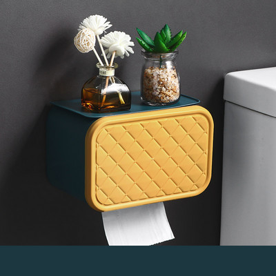 Tualetes papīra turētājs ar plauktu, pašlīmējošs vannas istabas piederumiem WC salvešu kaste pie sienas stiprināms ruļļa paplāte radošais dozators Sākums