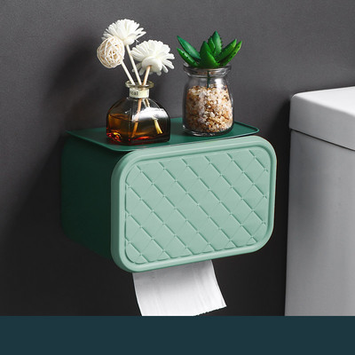 Tualetes papīra turētājs ar plauktu, pašlīmējošs vannas istabas piederumiem WC salvešu kaste pie sienas stiprināms ruļļa paplāte radošais dozators Sākums