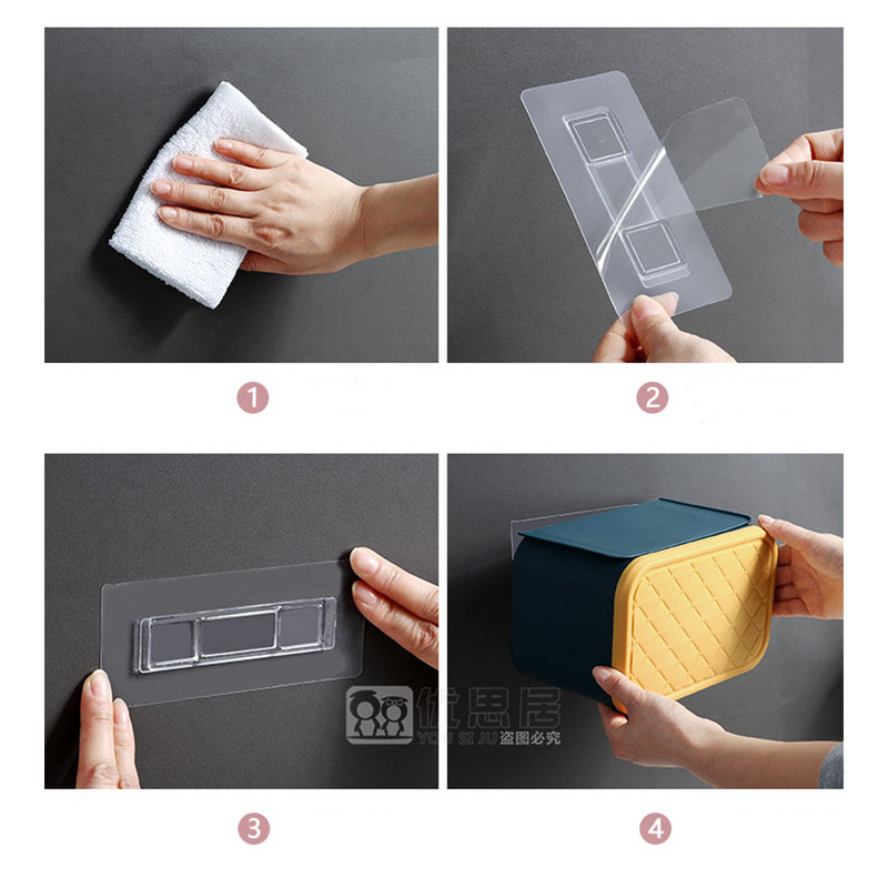 Tualetes papīra turētājs ar plauktu, pašlīmējošs vannas istabas piederumiem WC salvešu kaste pie sienas stiprināms ruļļa paplāte radošais dozators Sākums