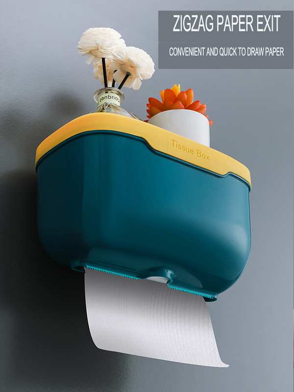 Sienas stiprinājums Toliet papīra turētājs ūdensnecaurlaidīgs kastes salvešu kaste mobilā tālruņa uzglabāšanas plaukts, salvešu rullīšu papīra caurule vannas istabai