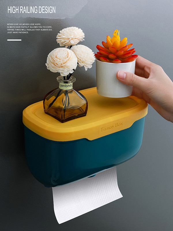 Sienas stiprinājums Toliet papīra turētājs ūdensnecaurlaidīgs kastes salvešu kaste mobilā tālruņa uzglabāšanas plaukts, salvešu rullīšu papīra caurule vannas istabai