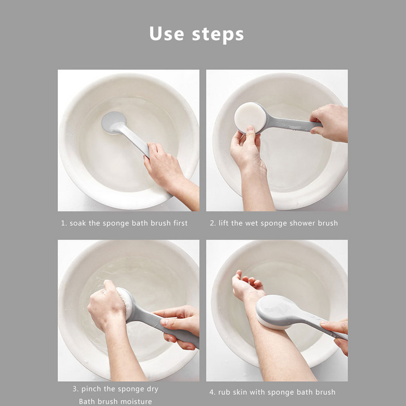 Gara roktura pīlings vannas sūklis Muguras skruberis Vannas ķermeņa birste pīlinga tīrīšanas aprīkojums dušas birste