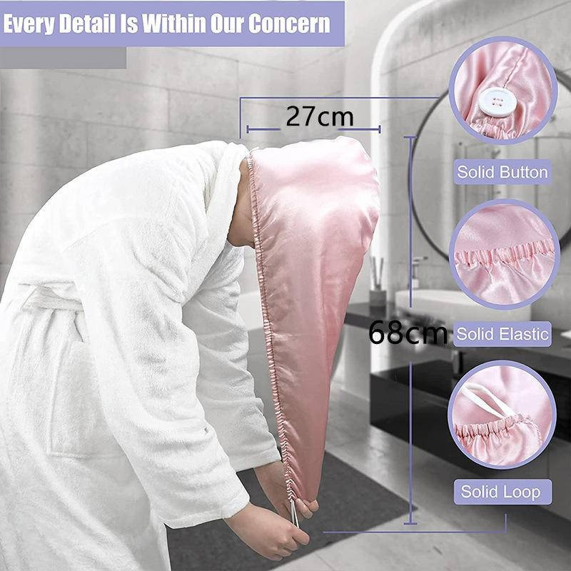 Mikropluošto plaukų įvyniojamas rankšluostis Dvisluoksnis garbanotų plaukų turbaninis rankšluostis moterims Satininis plaukų džiovinimo rankšluostis garbanotiems plaukams