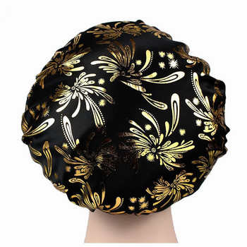 Гореща имитация на копринена широкопола нощна шапка с леопардов принт в цвят с стример кръгла шапка Шапка за душ Фризьорско боне