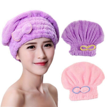 1 бр. За жени Бързосъхнеща шапка за коса Суха кърпа за коса Супер абсорбираща коралово кадифе Аксесоари за баня Преносими шапки за душ