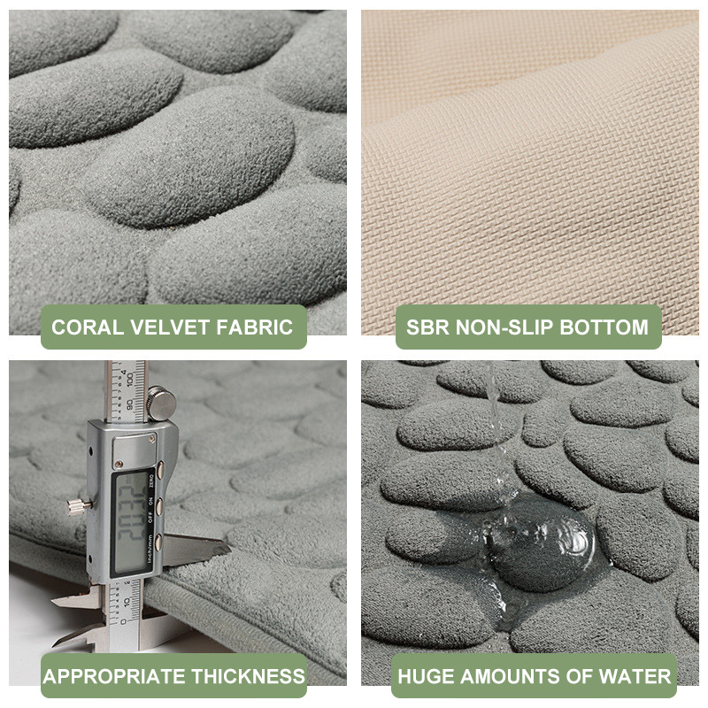 Bruģakmens Reljefs Vannas Paklājiņš Vannas istaba Duša Durvju Paklājiņš Grīdas Paklājs Flaneļa Virsma Neslīdoša Paklāji Izlietnes Sānu Atmiņas Putu Paklājs