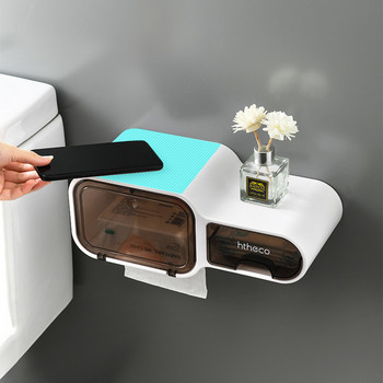 Кутия за тоалетна хартия Водоустойчива многофункционална полуавтоматична душ кабина Без дупки Кутия за съхранение Твърда