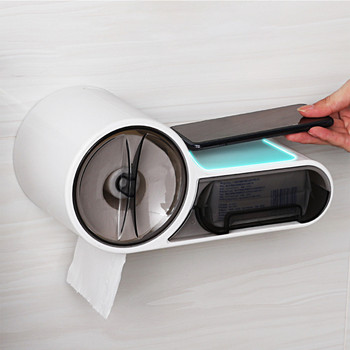 100% водоустойчив държач за хартия за баня, многофункционална кутия за тоалетни кърпички с чекмеджета, перфориращ пластмасов диспенсър, ролка за хартия